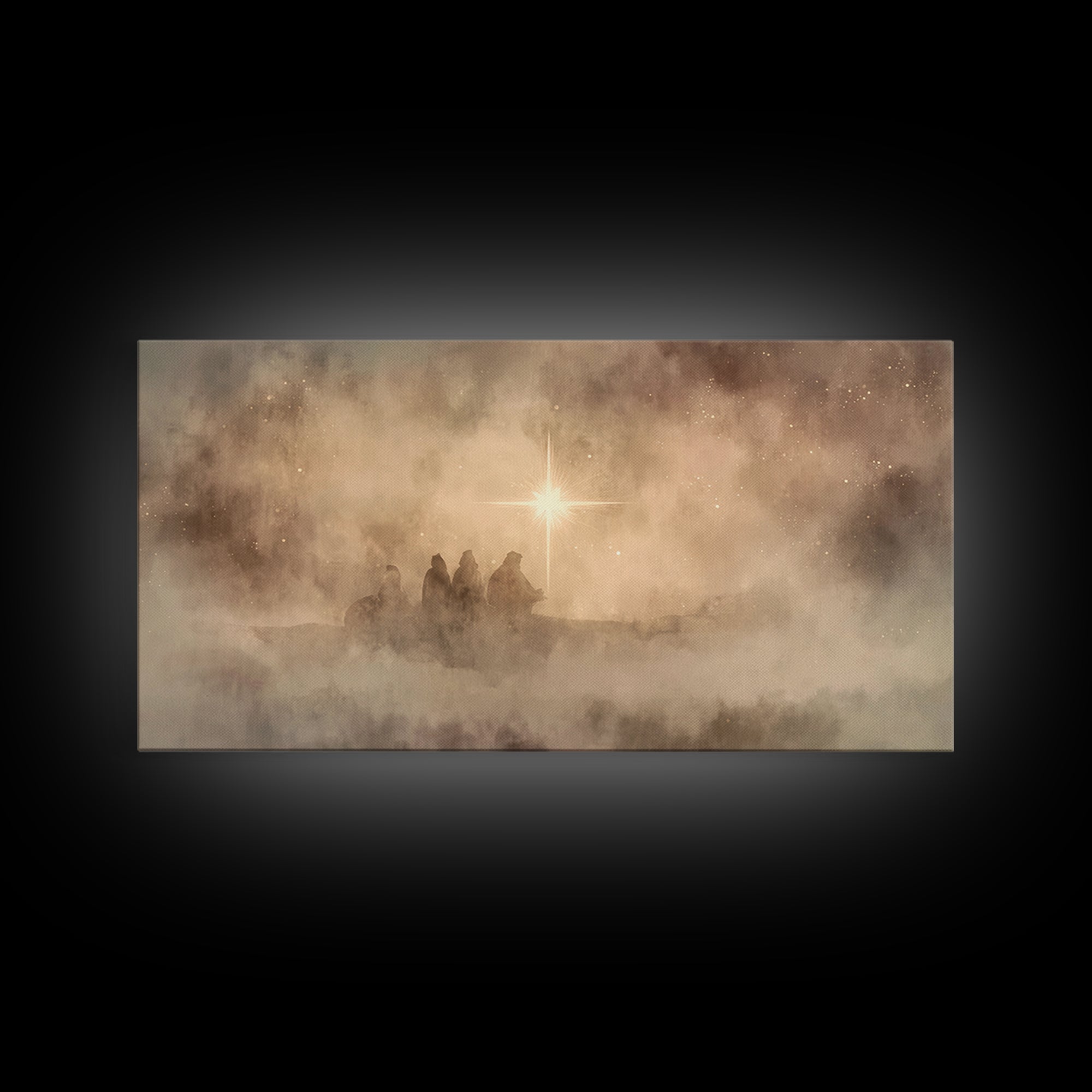 Starborn Wonder - Framed Canvas Print - Christian Christmas Art - Christmas Wall Art - Moody Christmas Art - Christian Art Canvas
