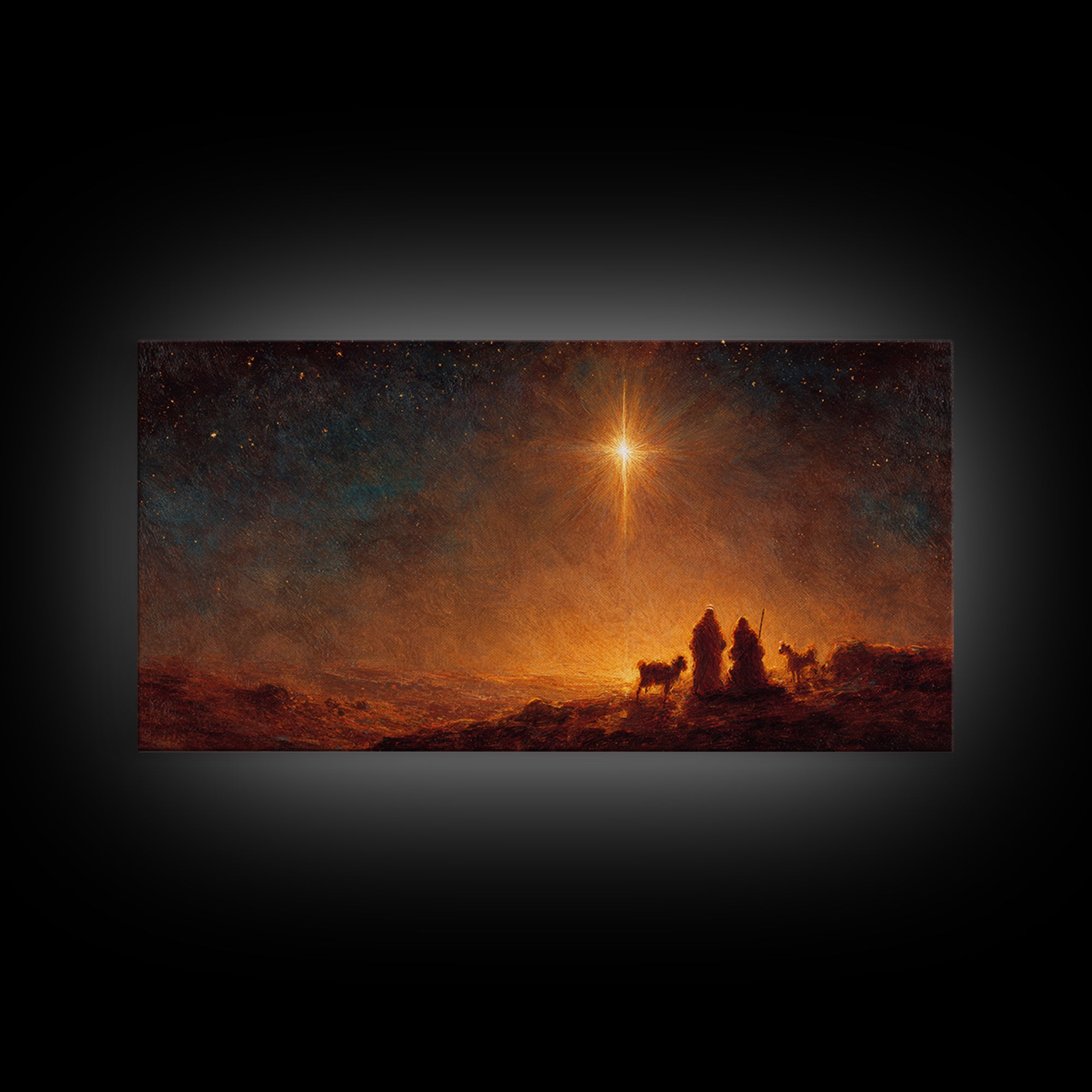 The Guiding Star – Framed Canvas Print – Christian Wall Art – Christian Art Canvas – Christmas Art – Jesus Painting – Christian Christmas A
