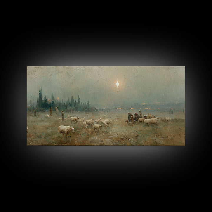 Shepherds’ Vigil – Framed Canvas Print – Christian Art – Christmas Canvas Wall Art – Christian Wall Art – Vintage Christmas Art – Christmas