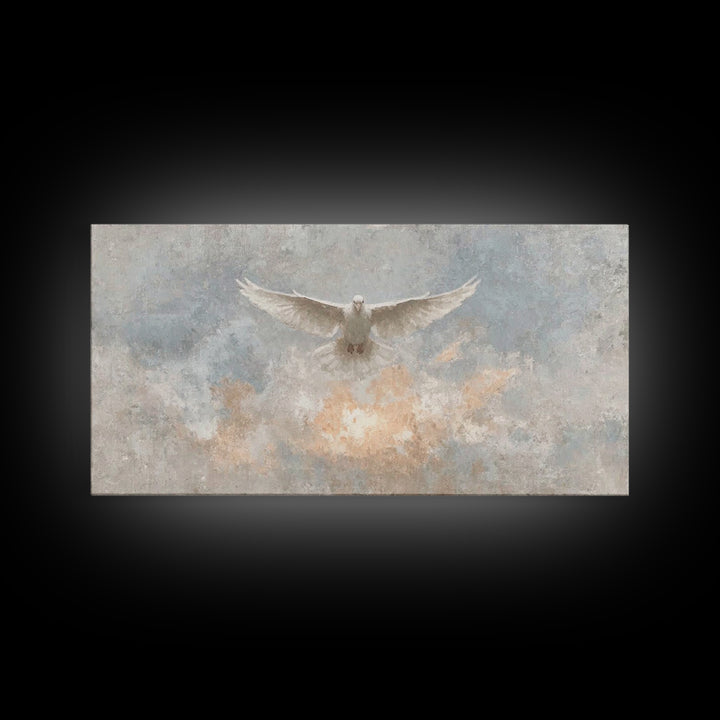 Heavenly Dove, Framed Canvas Print, Christian Wall Art, Christian Art Print, Christian Decor, Jesus Painting, Christmas Art