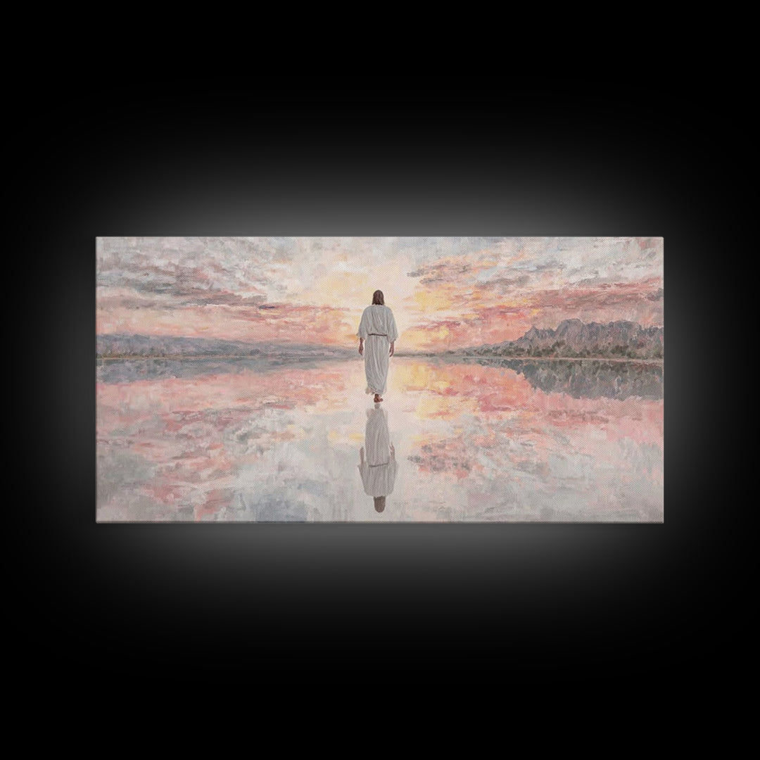Walk Of Grace - Framed Canvas Print - Jesus Painting - Christian Wall Art - Modern Christian Art - Large Christian Painting