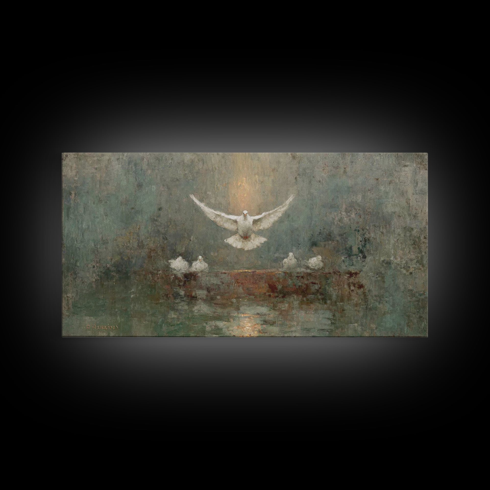 Dove Of Glory, Framed Canvas Print, Christian Art Canvas, Christian Wall Art, Christian Painting, Christmas Art, Christian Decor