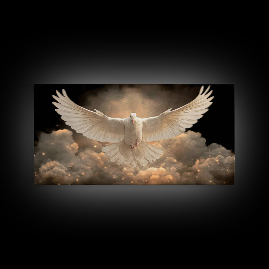 Heavenly Dove – Framed Canvas Print – Christian Wall Art – Christian Art Canvas – Jesus Painting – Christian Christmas Art – Christian Deco