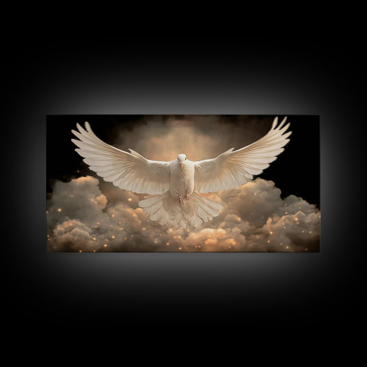 Heavenly Dove – Framed Canvas Print – Christian Wall Art – Christian Art Canvas – Jesus Painting – Christian Christmas Art – Christian Deco