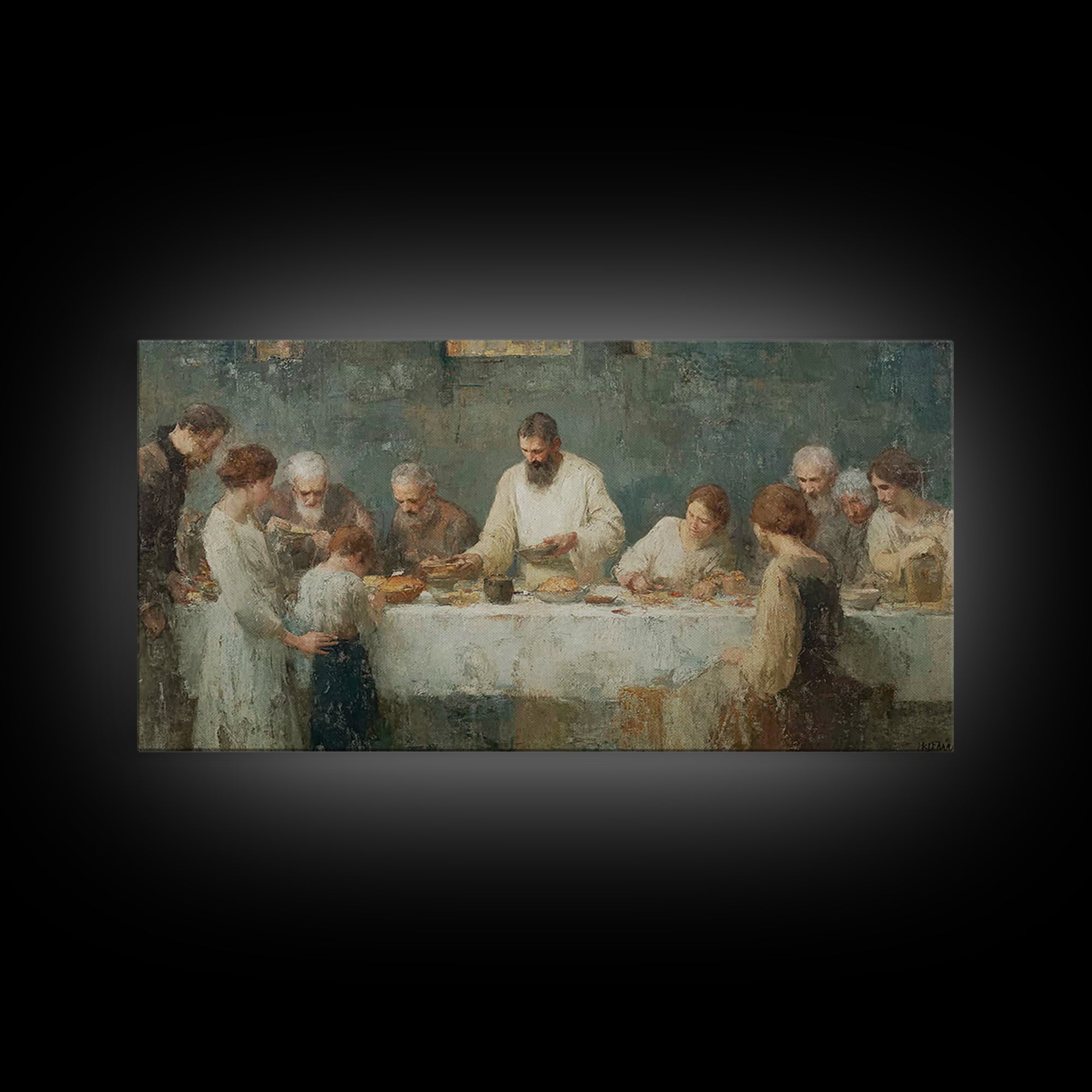Table Of Blessings | Framed Canvas Print | Christian Art Canvas | Christian Wall Art | Subtle Christian Art | Vintage Christian Art | Jesus