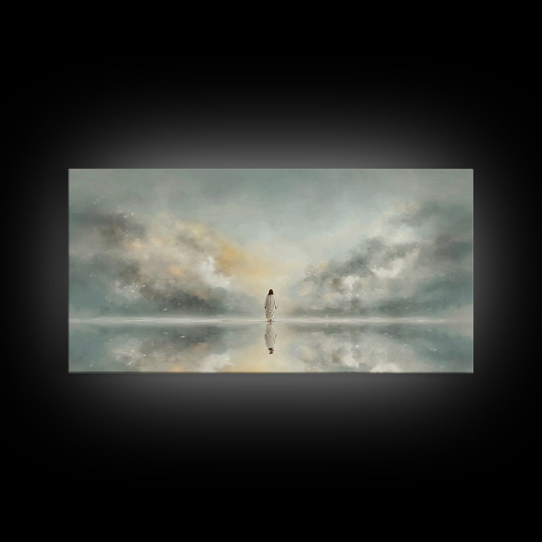 Light Upon Still Waters - Framed Canvas Print - Modern Christian Art - Christian Art Canvas - Christian Decor For Home - Jesus Art Print