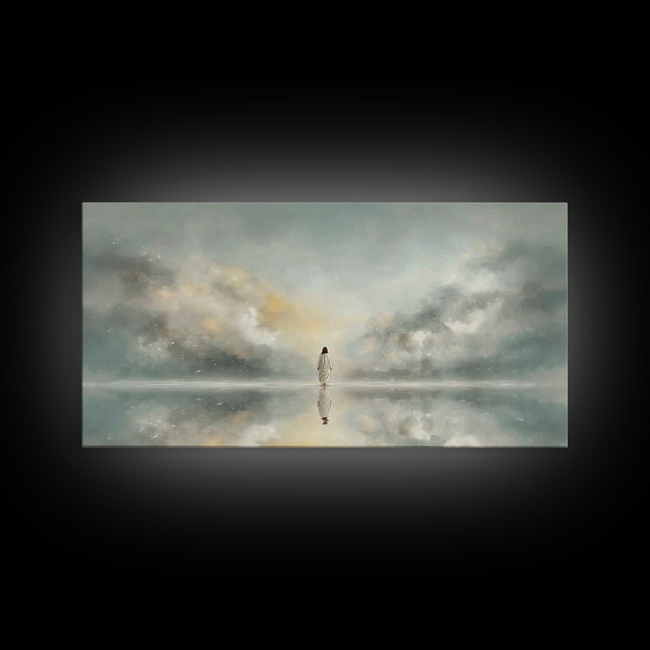 Light Upon Still Waters - Framed Canvas Print - Modern Christian Art - Christian Art Canvas - Christian Decor For Home - Jesus Art Print