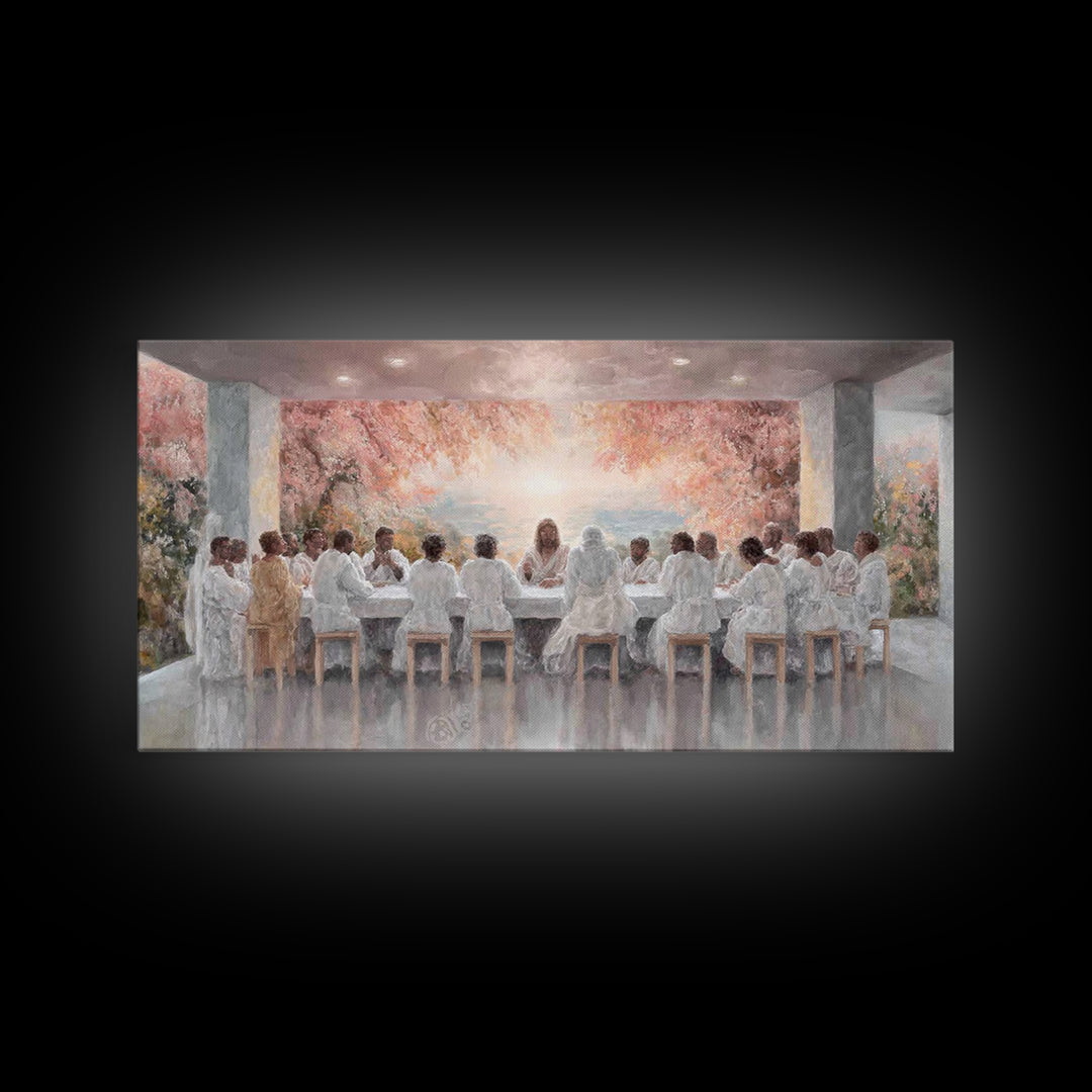 Celestial Supper Bloom – Framed Canvas Print – Christian Art Canvas – Jesus Painting – Christian Wall Art – Christmas Art – Christian Decor