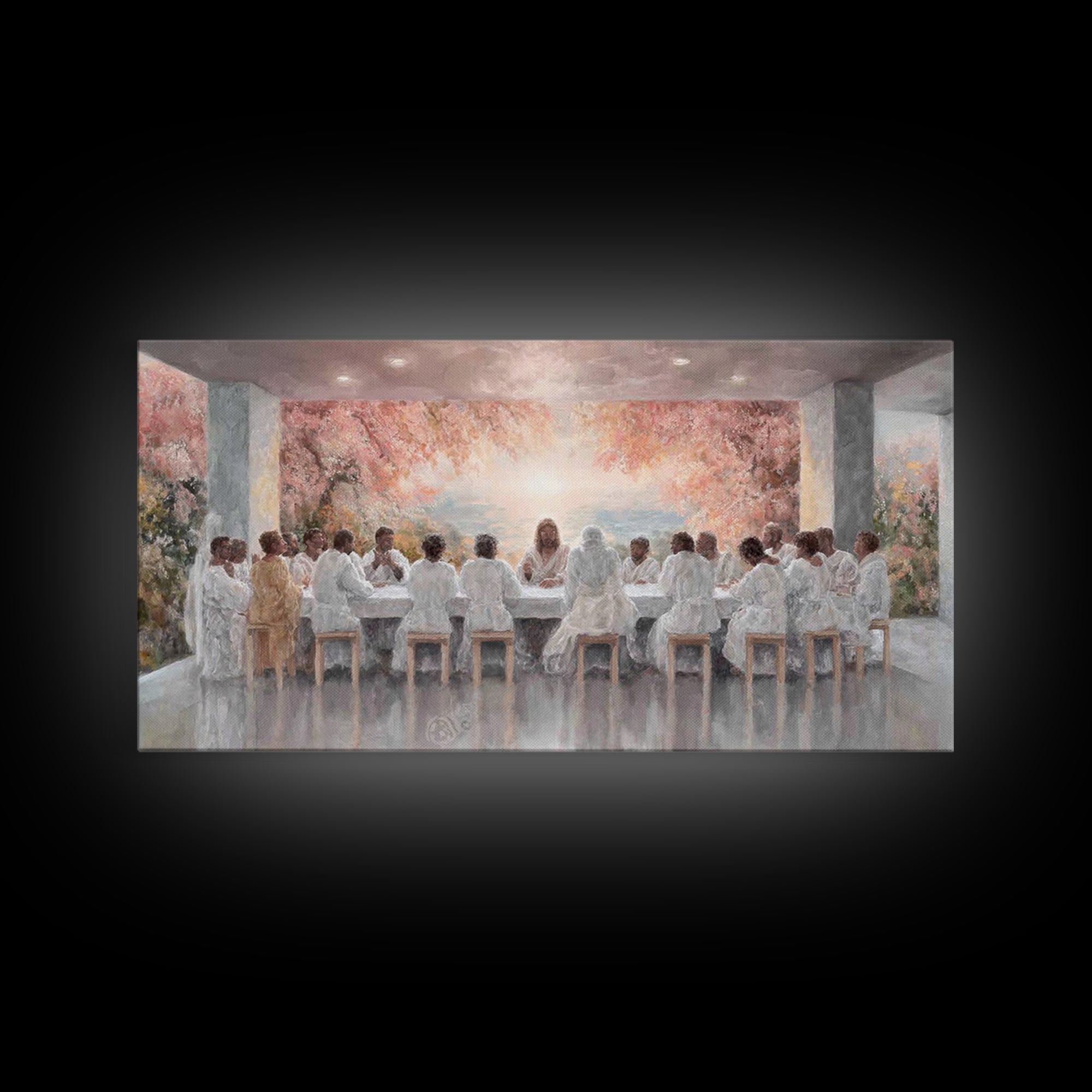 Celestial Supper Bloom – Framed Canvas Print – Christian Art Canvas – Jesus Painting – Christian Wall Art – Christmas Art – Christian Decor