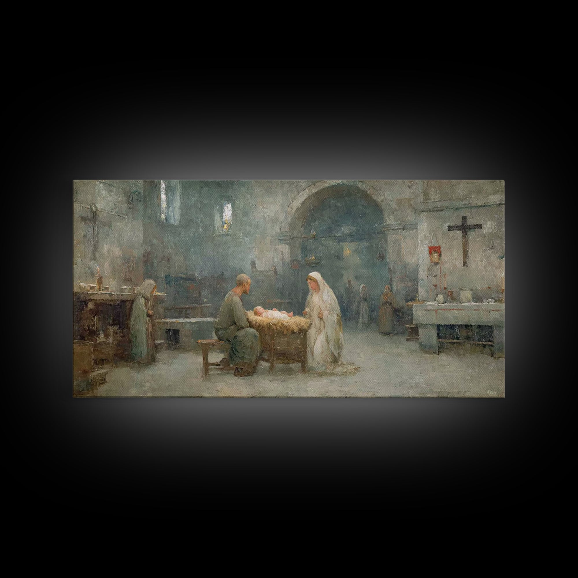 Holy Nativity Peace | Framed Canvas Print | Christian Christmas Art | Christian Art Canvas | Christian Wall Art | Birth Of Jesus Painting |