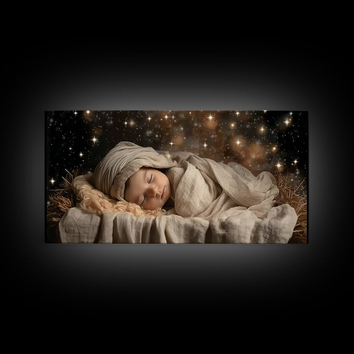 Starborn Child | Framed Canvas Print | Christian Christmas Art | Christian Art Canvas | Jesus Christmas Art | Christian Wall Art | Christma