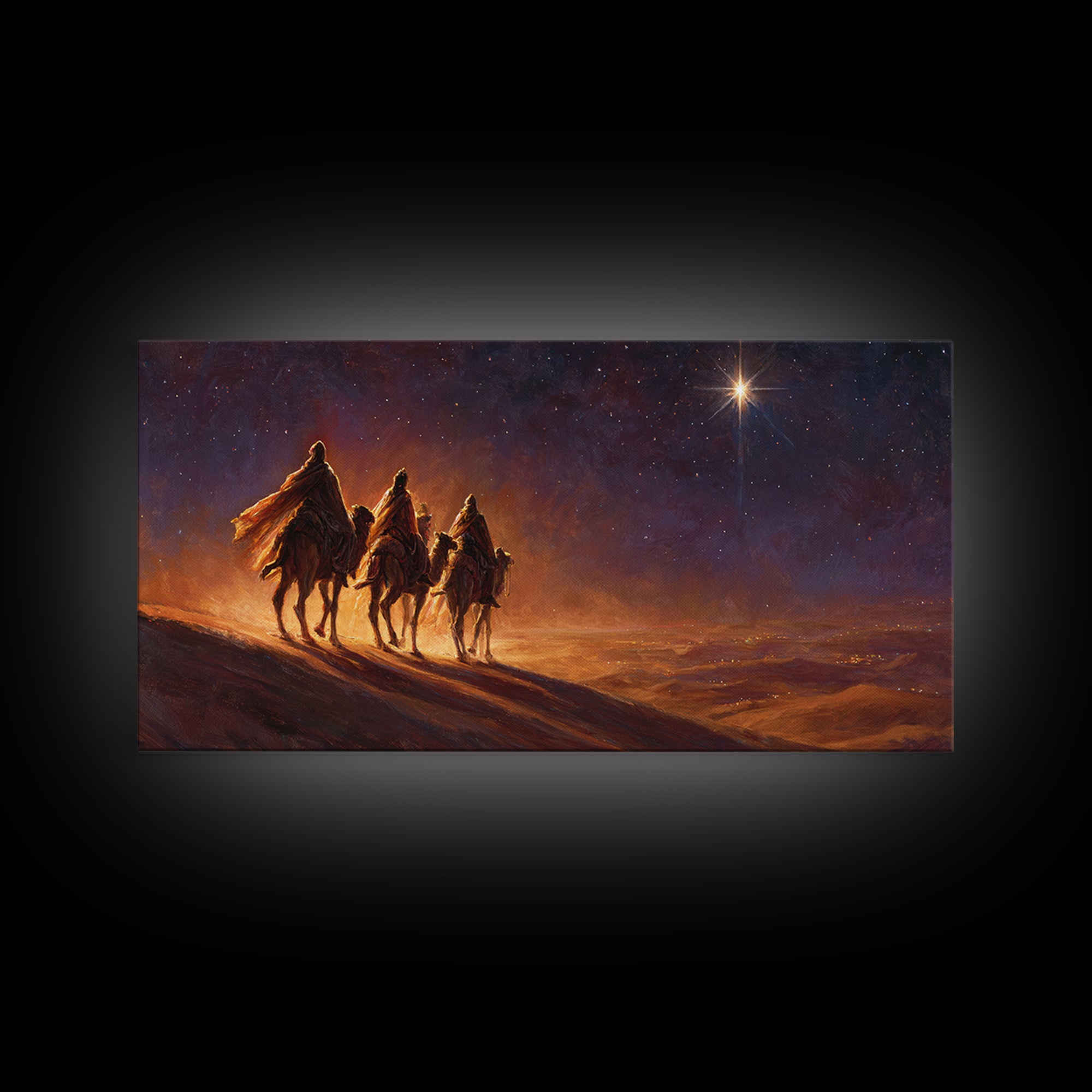 Desert Star Journey – Framed Canvas Print – Christian Wall Art – Christmas Art Prints – Christian Art Canvas – Christian Christmas Decor –