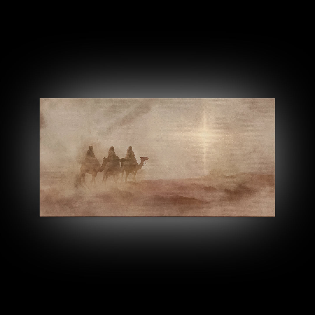 Guiding Star Mist – Framed Canvas Print – Christian Christmas Art – Modern Christian Art – Christian Wall Art – Jesus Painting – Christmas