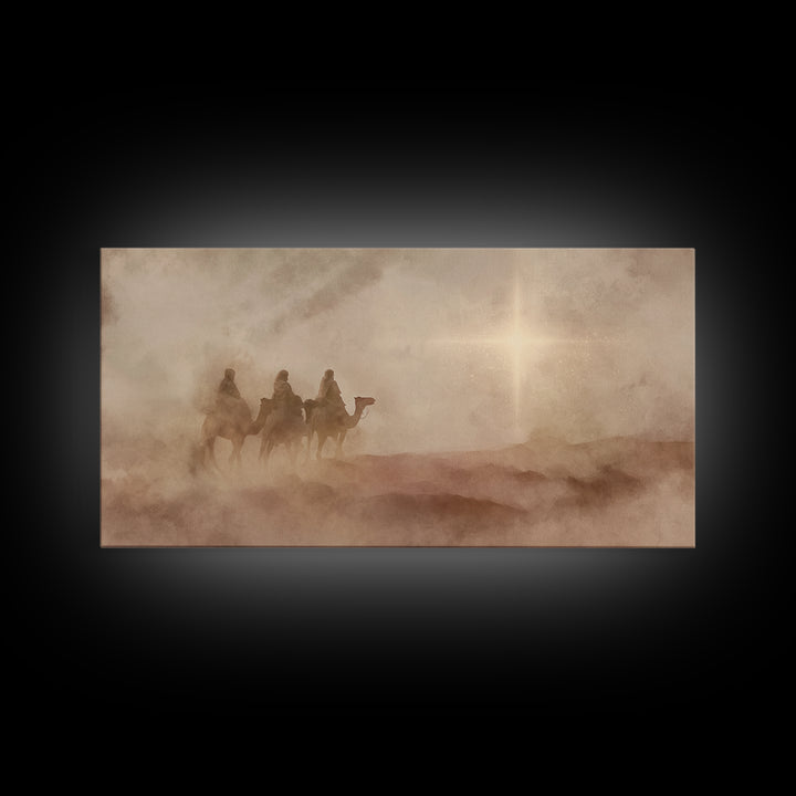 Guiding Star Mist – Framed Canvas Print – Christian Christmas Art – Modern Christian Art – Christian Wall Art – Jesus Painting – Christmas