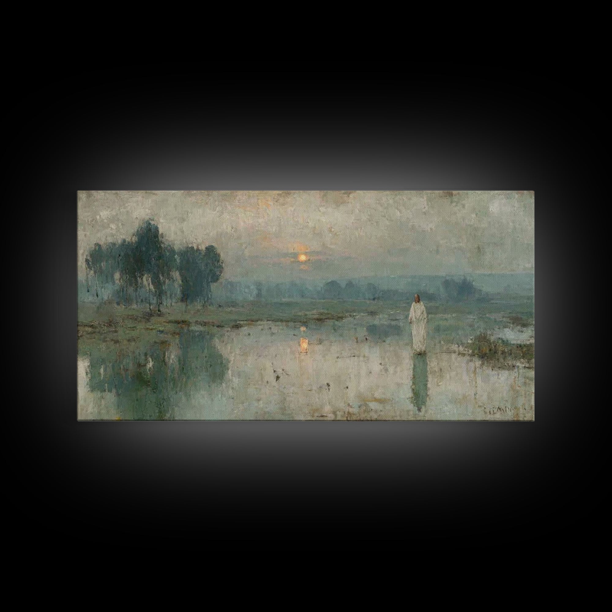 Morning Stillness – Framed Canvas Print – Jesus Canvas Art – Christian Art Work – Subtle Christian Art – Christian Wall Art