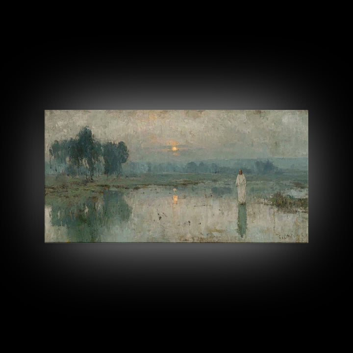 Morning Stillness – Framed Canvas Print – Jesus Canvas Art – Christian Art Work – Subtle Christian Art – Christian Wall Art