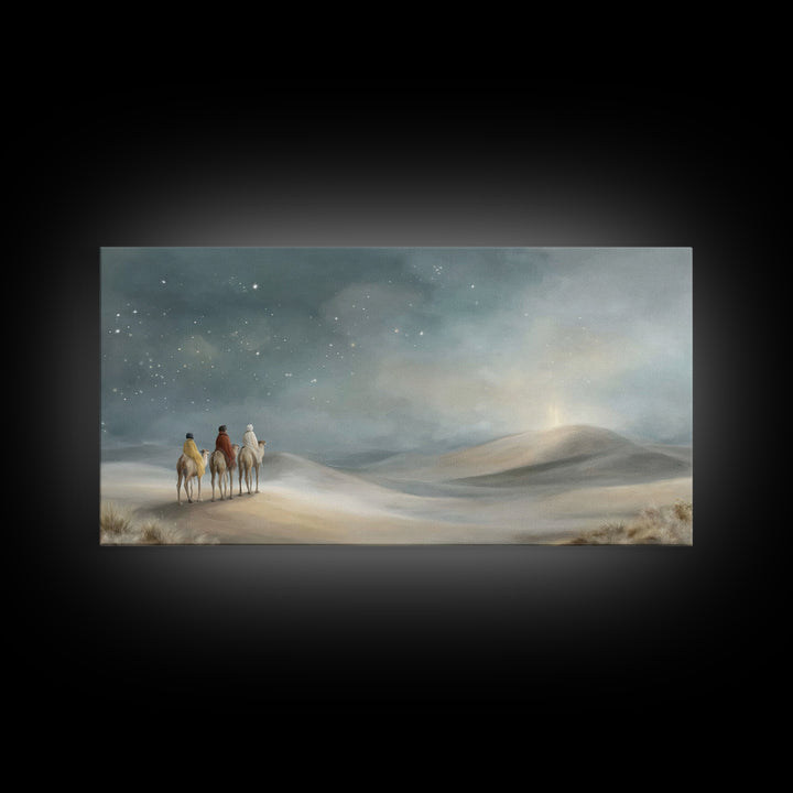Desert Star Path, Framed Canvas Print, Christian Art Canvas, Christian Wall Art, Christmas Art Prints, Christian Christmas Art, Jesus Paint
