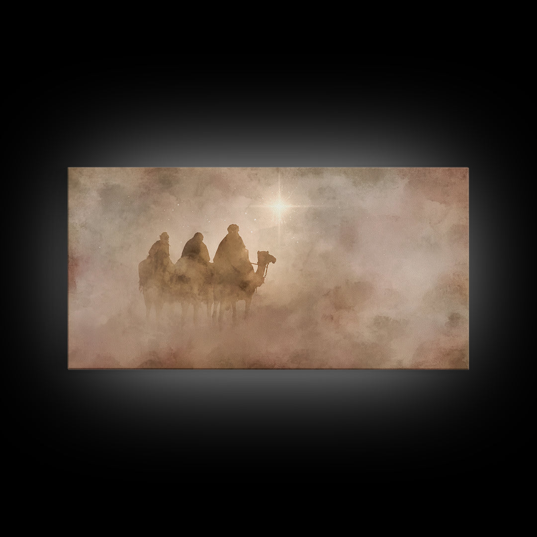 Three Kings Dawn – Framed Canvas Print – Christian Art Canvas – Christian Christmas Art – Christmas Wall Art – Modern Christian Art – Jesus