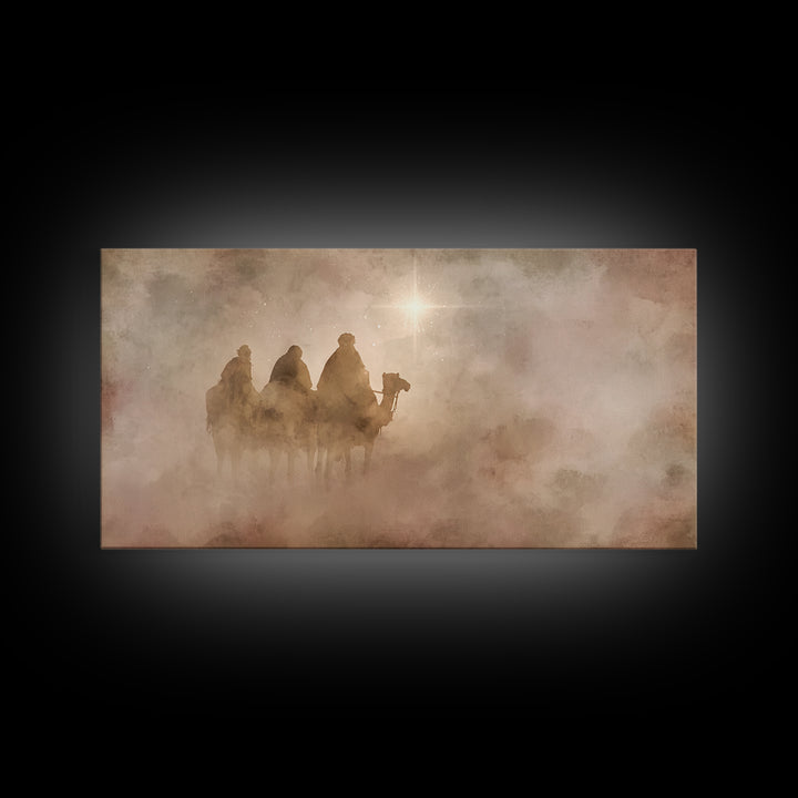 Three Kings Dawn – Framed Canvas Print – Christian Art Canvas – Christian Christmas Art – Christmas Wall Art – Modern Christian Art – Jesus