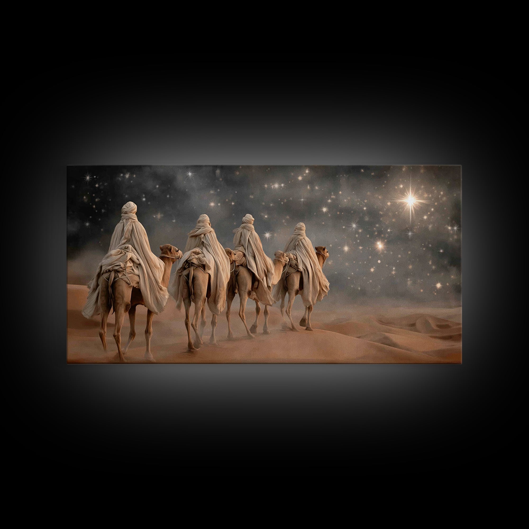 Holy Star Rising, Framed Canvas Print, Christian Wall Art, Christmas Canvas Wall Art, Christian Art Canvas, Moody Christmas Art, Jesus Chri