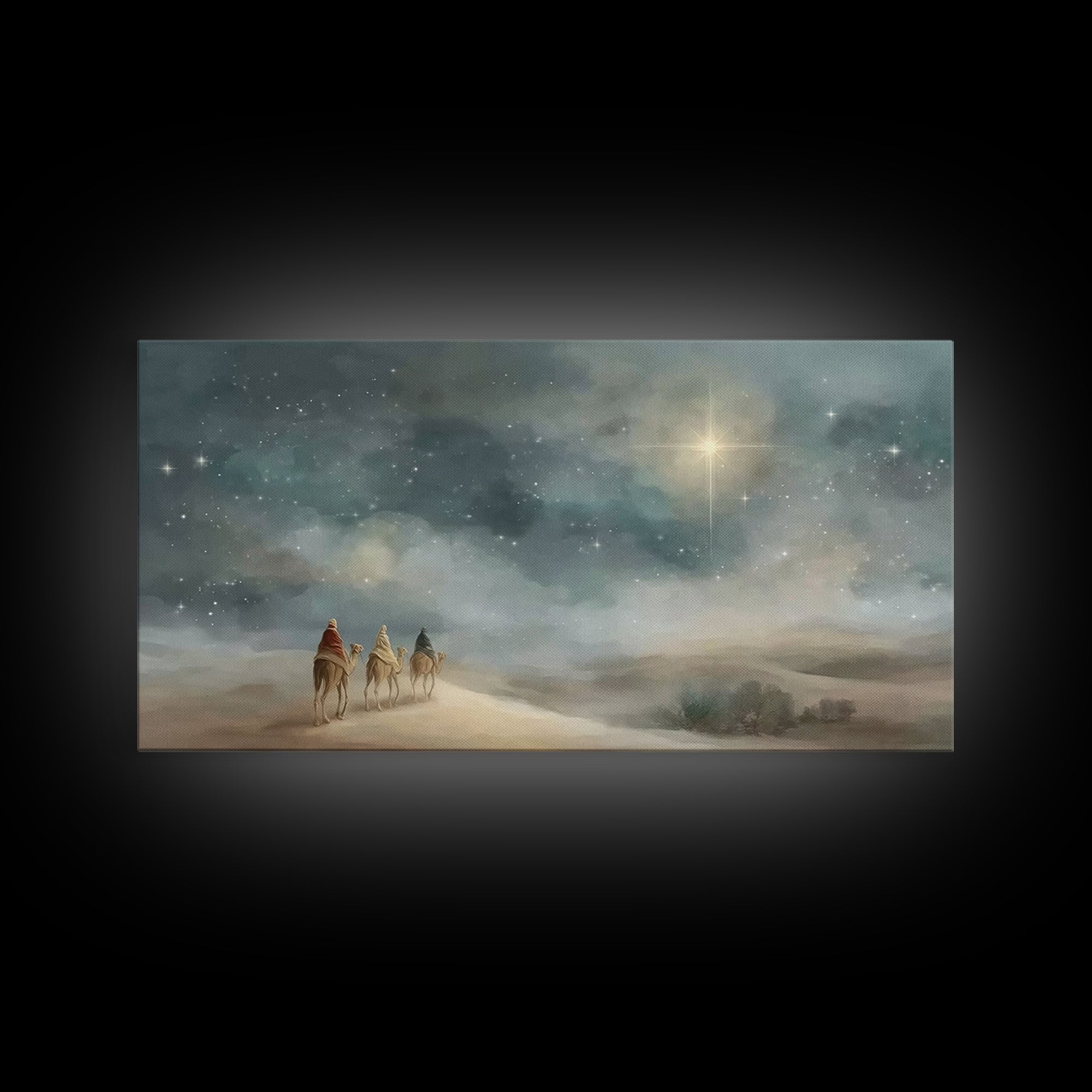 Star Of Promise, Framed Canvas Print, Christian Art Canvas, Christmas Wall Art, Christian Christmas Art, Modern Christian Painting, Christi