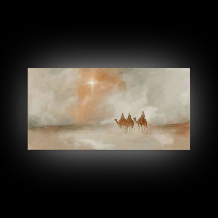 Wandering Kings – Framed Canvas Print – Christian Art Canvas – Christian Wall Art – Christmas Art Prints – Christian Christmas Art – Subtle