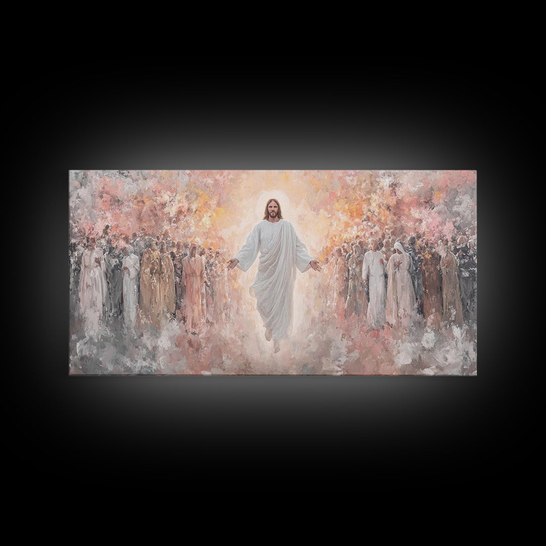 Angels Of Light, Framed Canvas Print, Christian Christmas Art, Christian Wall Art, Jesus Painting Canvas, Christian Art Gift, Christmas Art