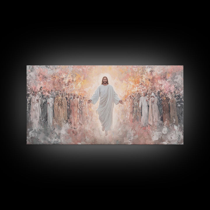 Angels Of Light, Framed Canvas Print, Christian Christmas Art, Christian Wall Art, Jesus Painting Canvas, Christian Art Gift, Christmas Art