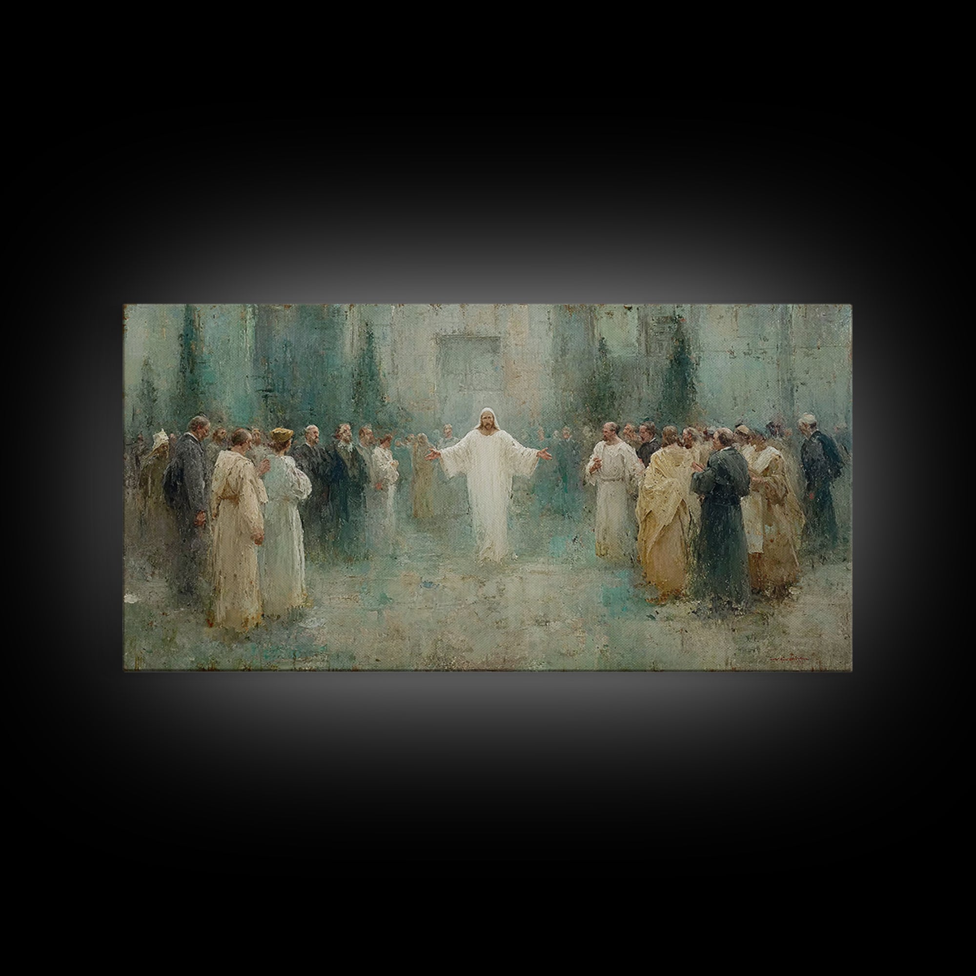 Sacred Dawn, Framed Canvas Print, Christian Wall Art, Minimalist Christian Art, Christian Art Canvas, Jesus Painting Canvas, Christian Chri