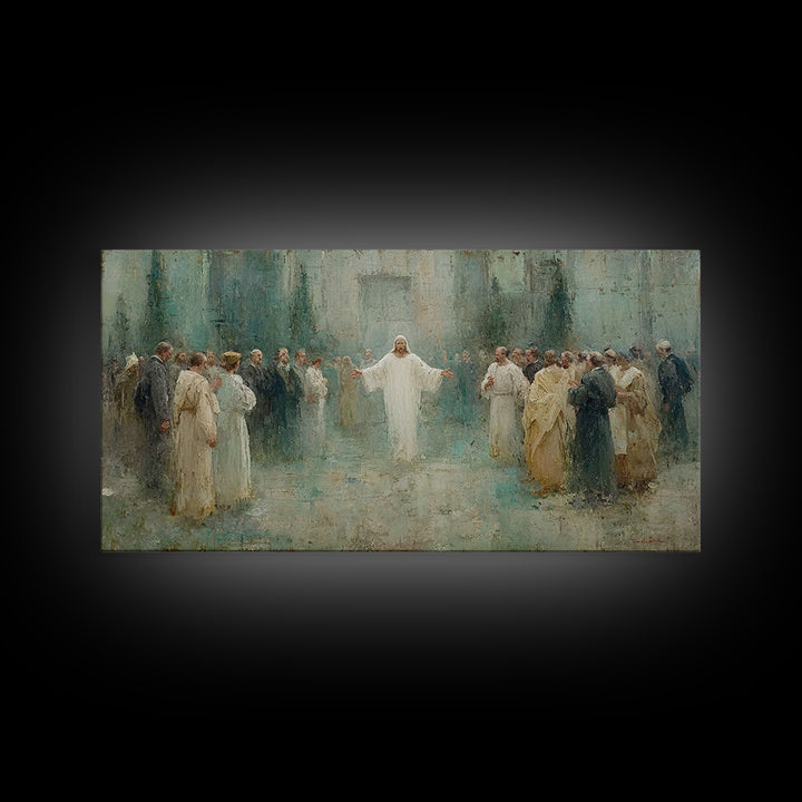 Sacred Dawn, Framed Canvas Print, Christian Wall Art, Minimalist Christian Art, Christian Art Canvas, Jesus Painting Canvas, Christian Chri