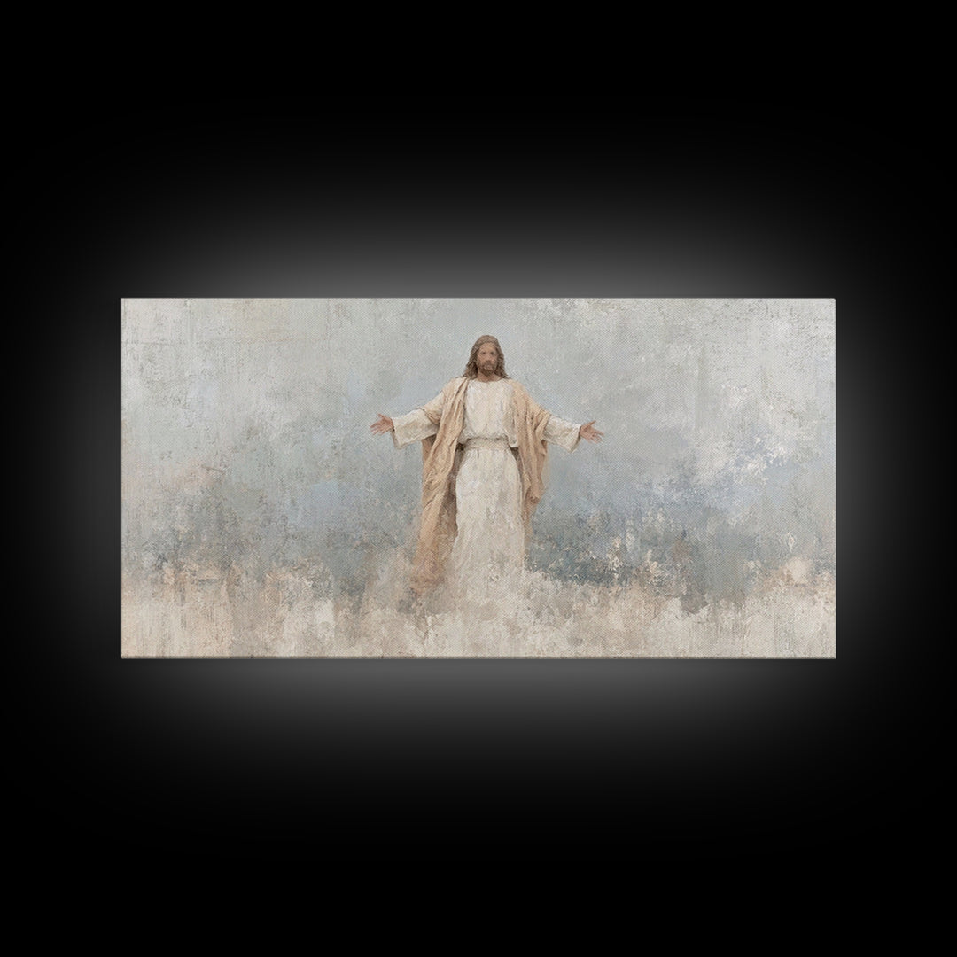 Heavenly Passage | Framed Canvas Print | Christian Art Canvas | Christian Wall Art | Jesus Art Print | Christian Gift | White Christmas Art