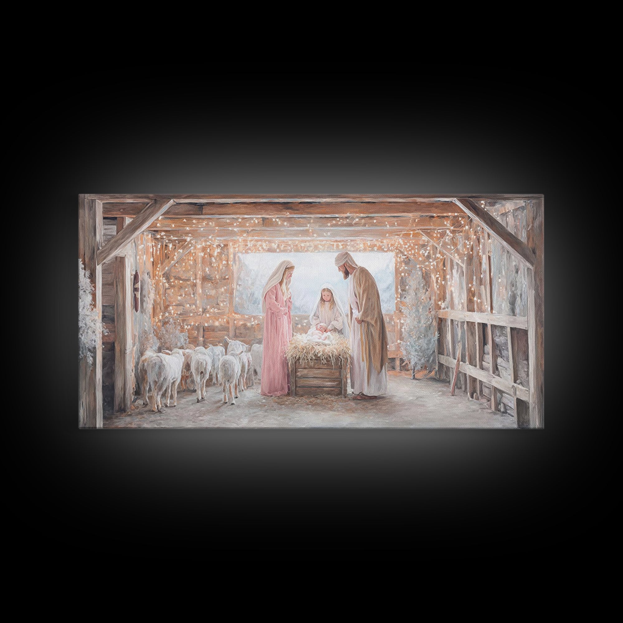 Holy Manger Wonder, Framed Canvas Print, Christian Art Canvas, Jesus Painting, Christmas Wall Art, Christian Christmas Art, Christian Decor