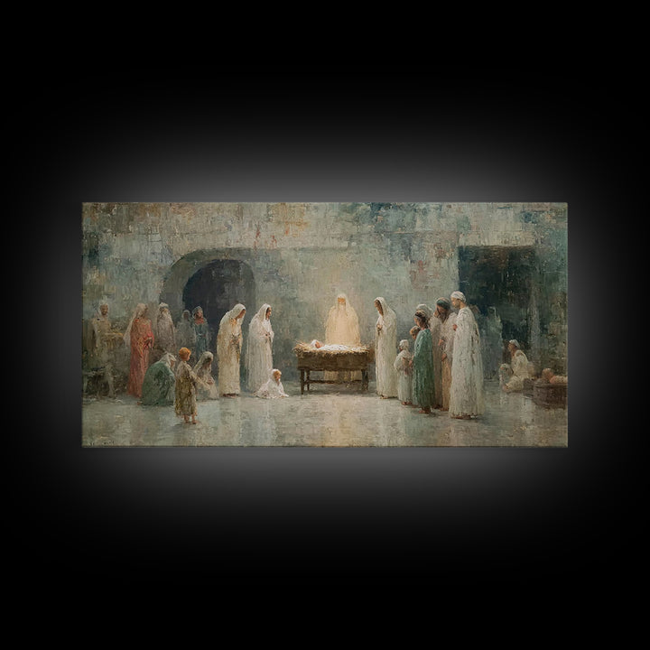 Radiant Nativity Calm – Framed Canvas Print – Christian Wall Art – Jesus Art Print – Christmas Art – Christian Christmas – Christian Decor