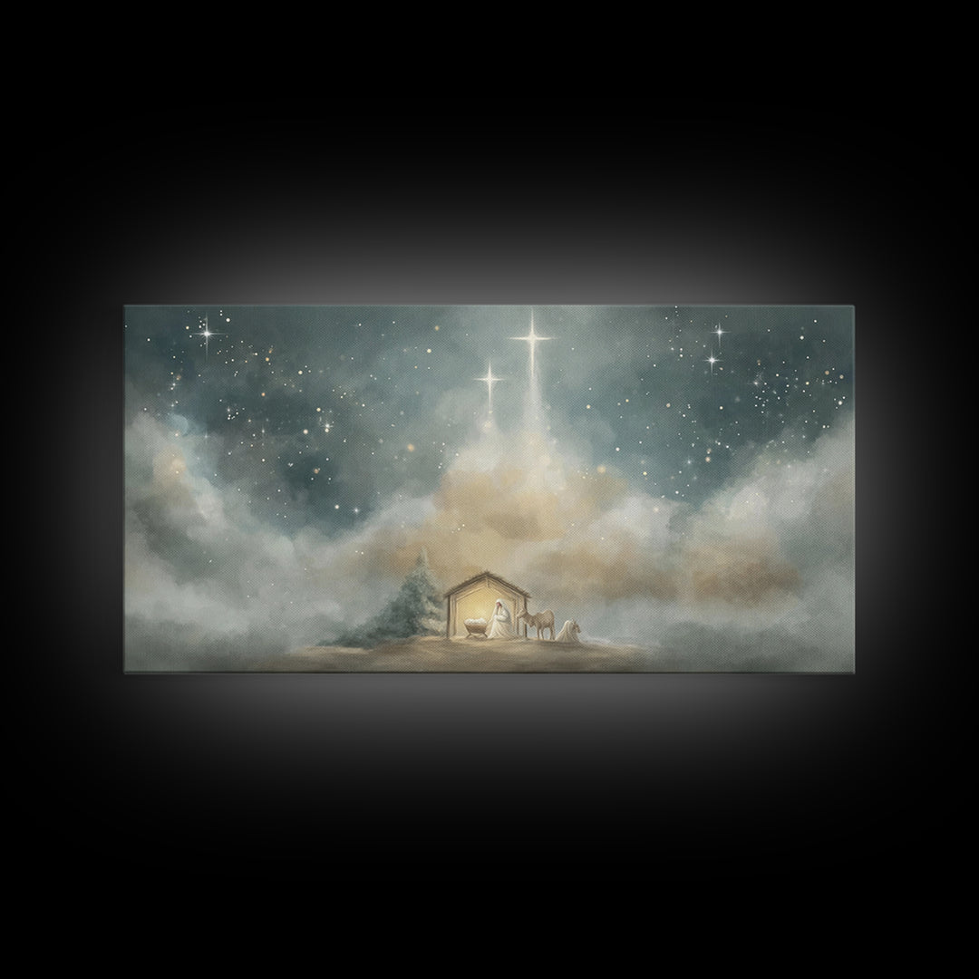 Guiding Star Haven | Framed Canvas Print | Christian Wall Art | Jesus Painting | Christmas Art | Christian Christmas Art | Christian Decor