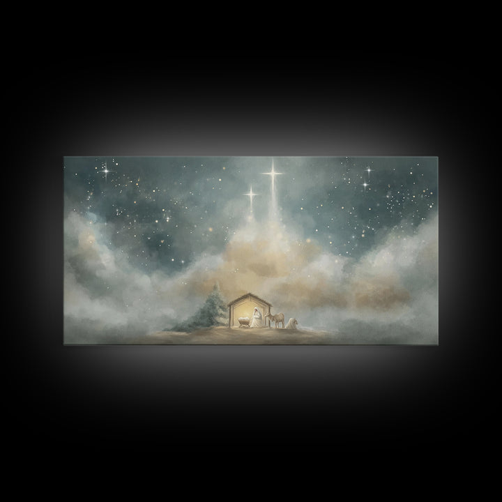 Guiding Star Haven | Framed Canvas Print | Christian Wall Art | Jesus Painting | Christmas Art | Christian Christmas Art | Christian Decor
