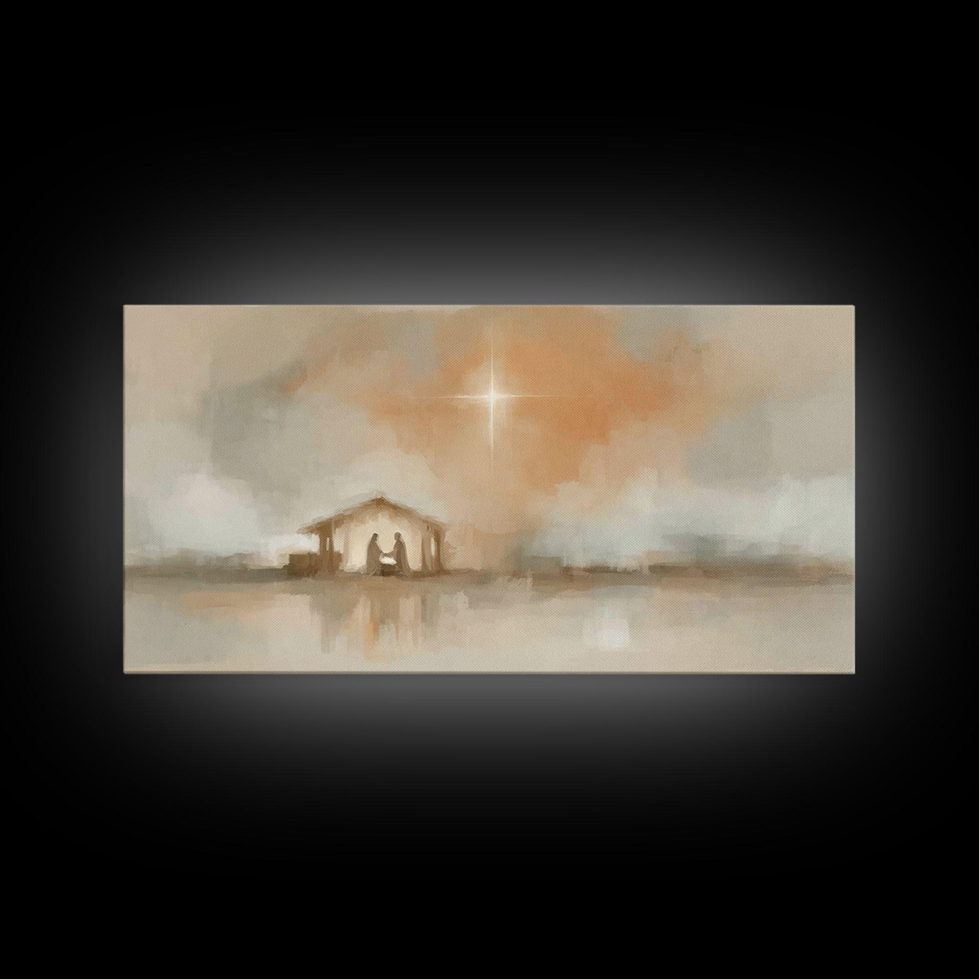 Holy Dawn Light | Framed Canvas Print | Christian Art Canvas | Christian Christmas Art | Modern Christian Art | Jesus Painting | Christmas