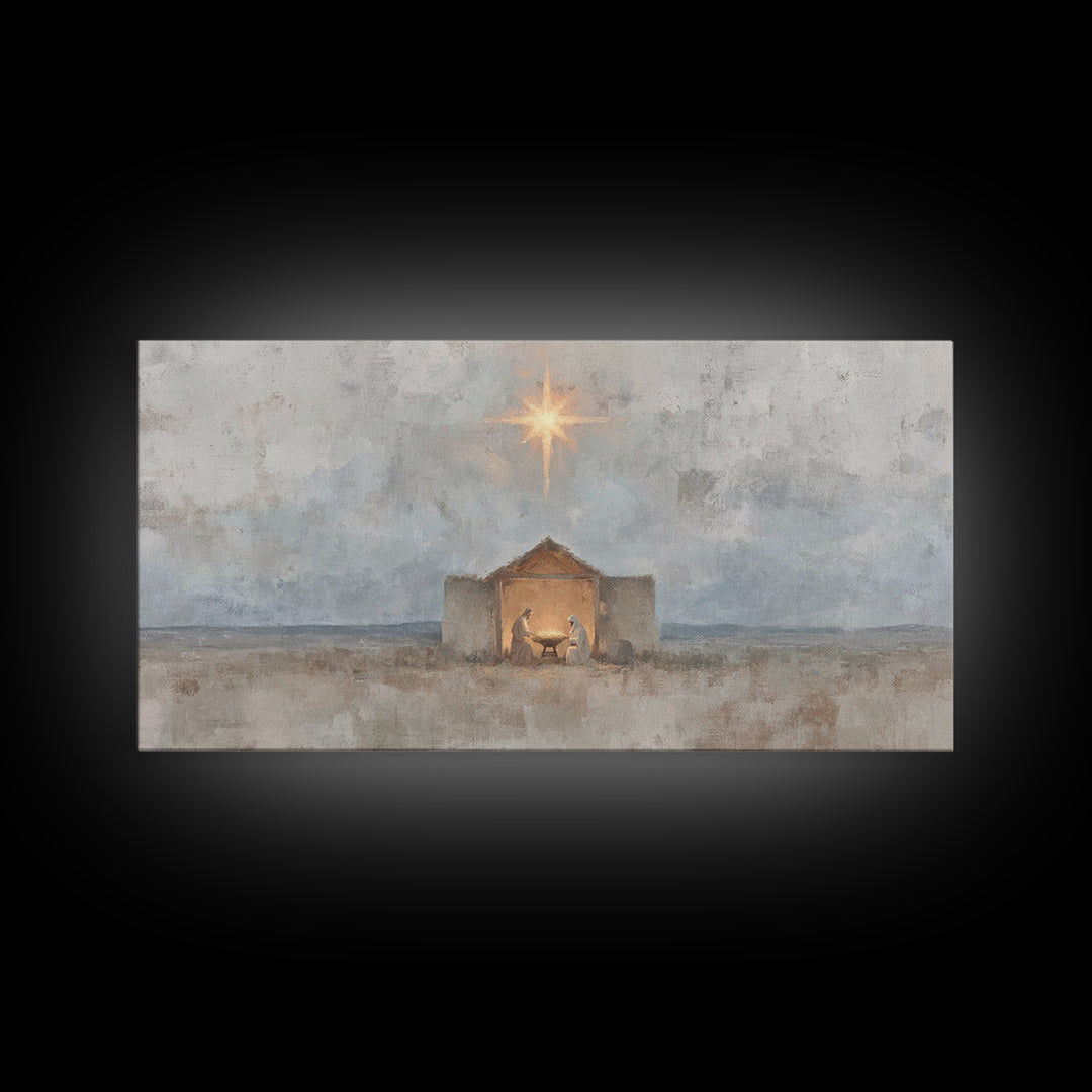 Bethlehem Peace, Framed Canvas Print, Christian Wall Art, Christian Art Canvas, Christmas Art Prints, Jesus Christmas Art, Vintage Christma