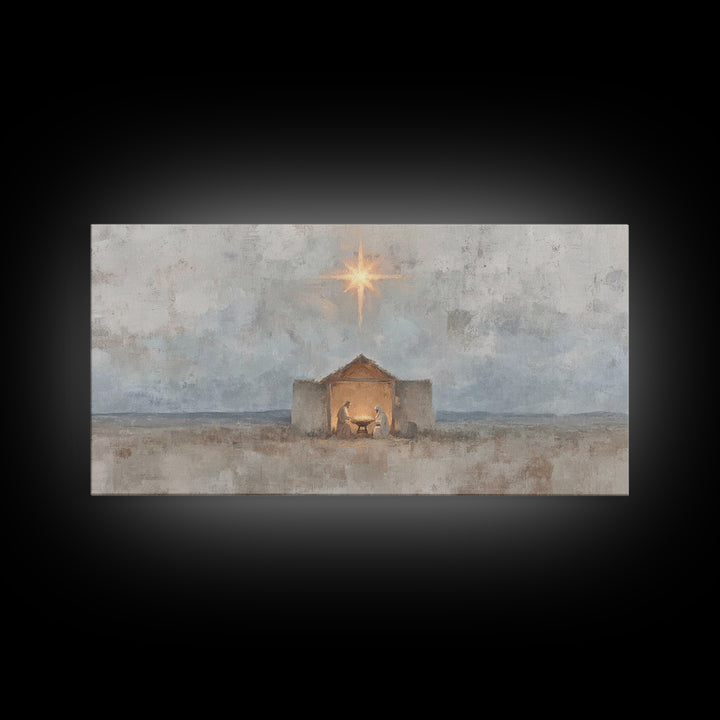 Bethlehem Peace, Framed Canvas Print, Christian Wall Art, Christian Art Canvas, Christmas Art Prints, Jesus Christmas Art, Vintage Christma
