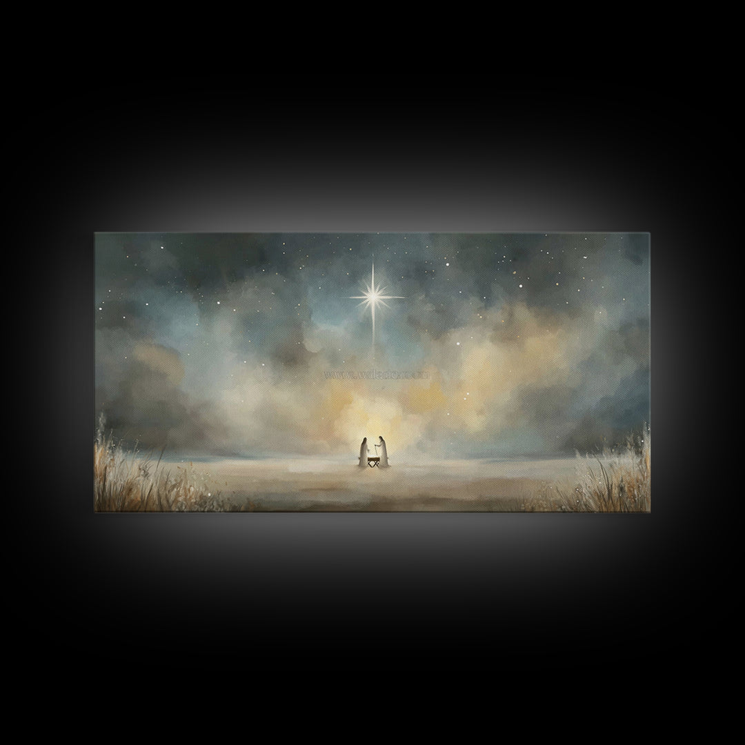 Star Of Emmanuel | Framed Canvas Print | Christian Wall Art | Christian Christmas Art | Christian Art Print | Jesus Painting | Christmas Ca