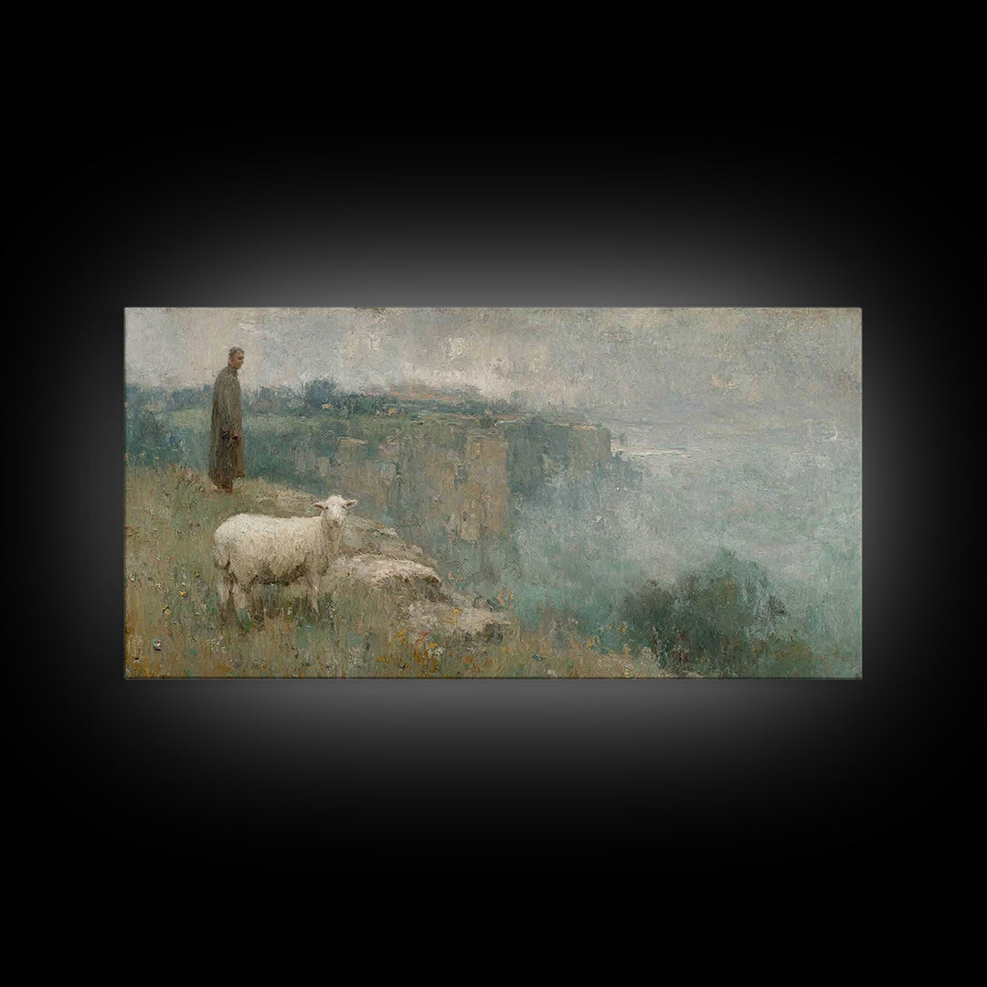 Silent Nativity Glow – Framed Canvas Print – Christian Art Canvas – Christmas Art Prints – Christian Christmas Decor – Modern Christian Pai