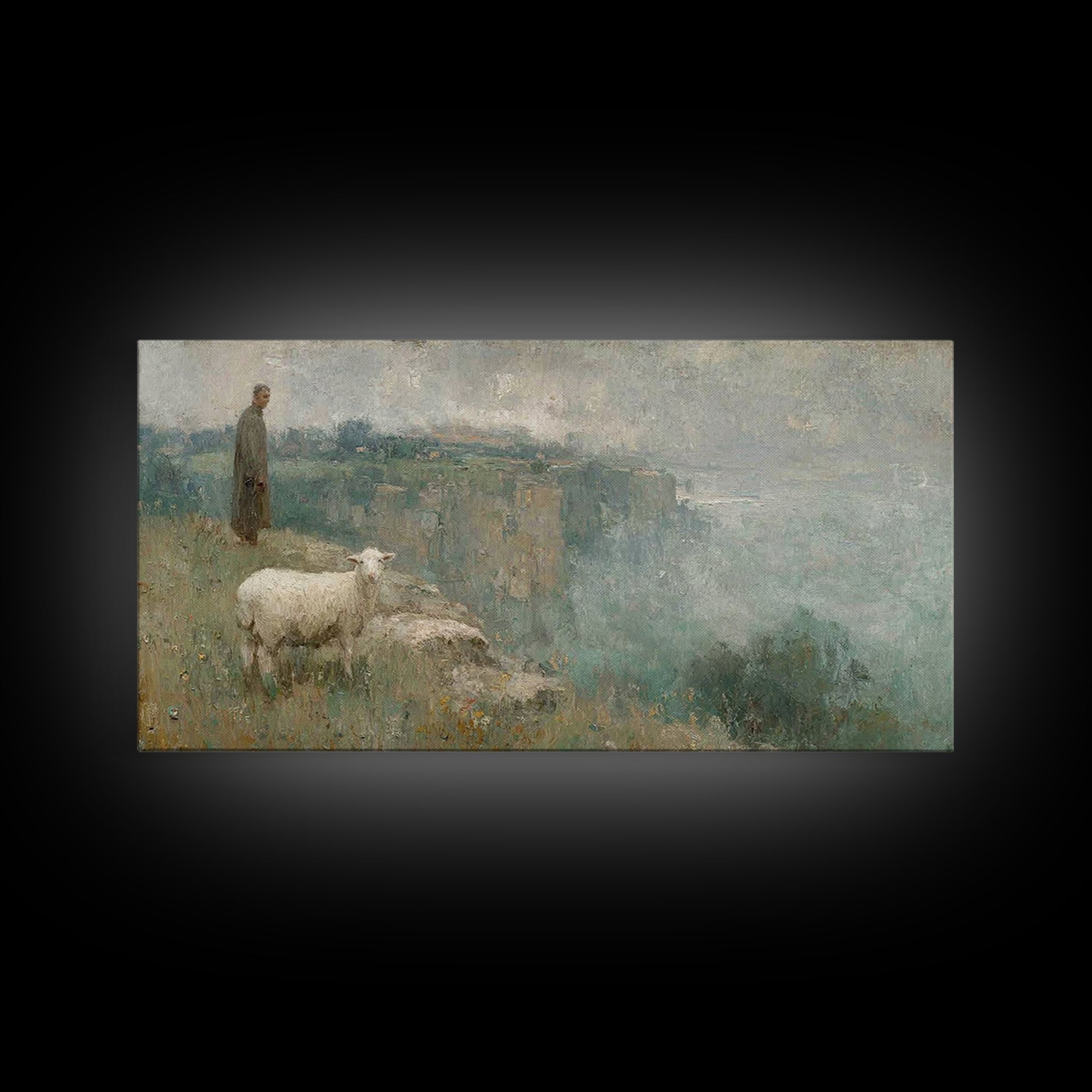 Silent Nativity Glow – Framed Canvas Print – Christian Art Canvas – Christmas Art Prints – Christian Christmas Decor – Modern Christian Pai