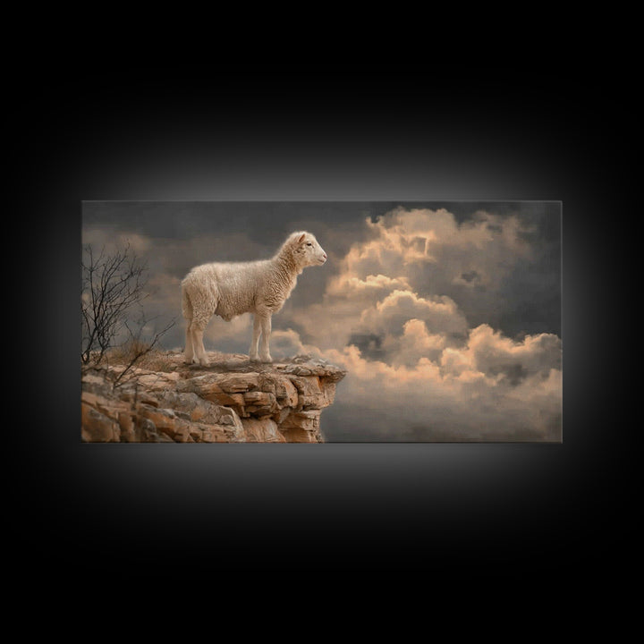 The Lone Shepherd | Framed Canvas Print | Christian Art Painting | Christian Wall Art | Christian Art Print | Moody Christian Art | Pastora