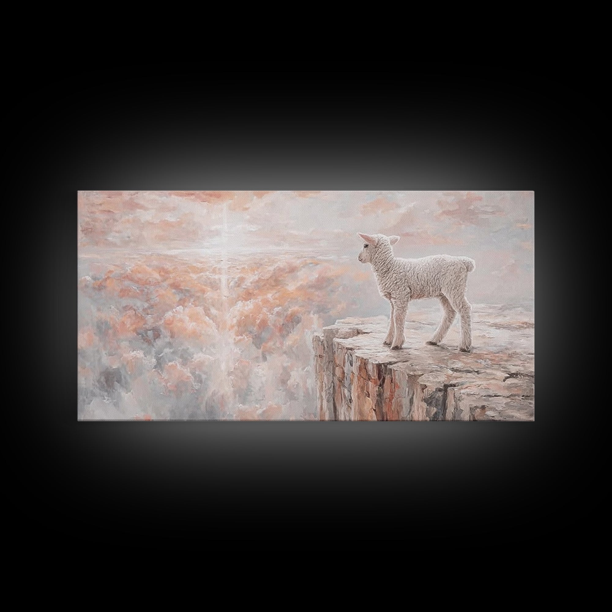 Heavenly Lamb - Framed Canvas Print - Christian Wall Art - Christian Art Canvas - Pastoral Scenery - Christian Christmas Art - Christian De