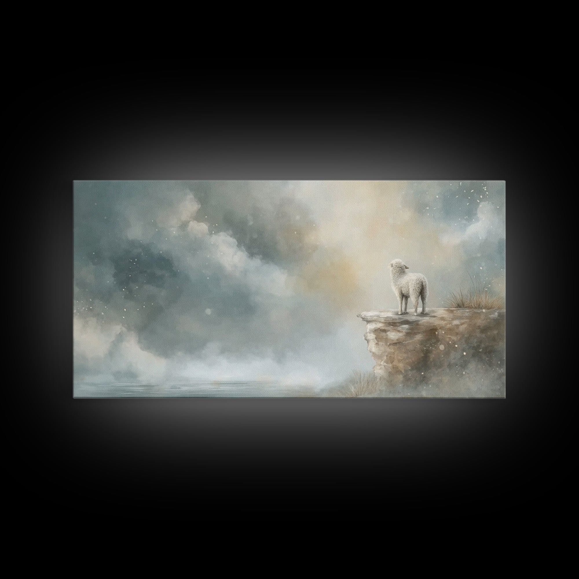 Shepherd Mist Dawn - Framed Canvas Print - Christian Art Prints - Christian Decor - Christian Christmas Art - Subtle Christian Art - Christ