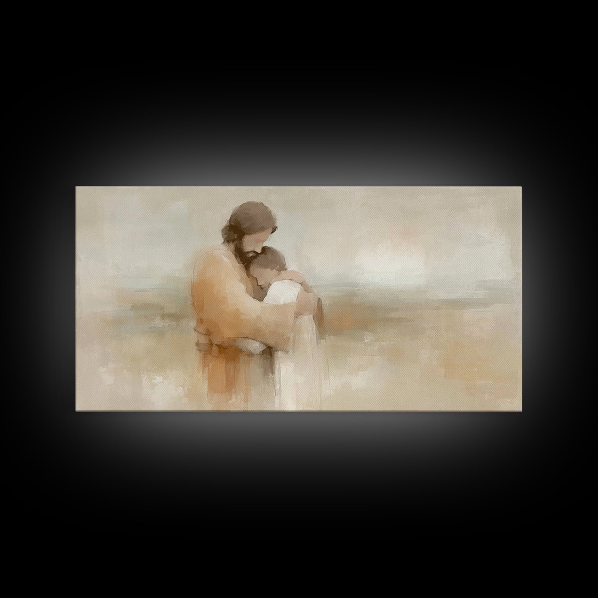 Graceful Embrace - Framed Canvas Print - Jesus Painting - Christian Wall Art - Christian Art Canvas - Christian Decor - Christian Christmas