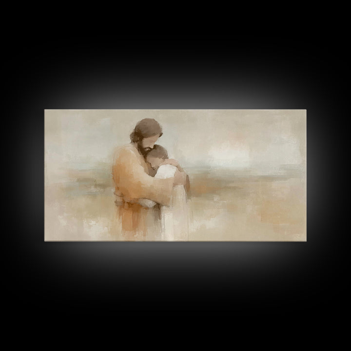 Graceful Embrace - Framed Canvas Print - Jesus Painting - Christian Wall Art - Christian Art Canvas - Christian Decor - Christian Christmas