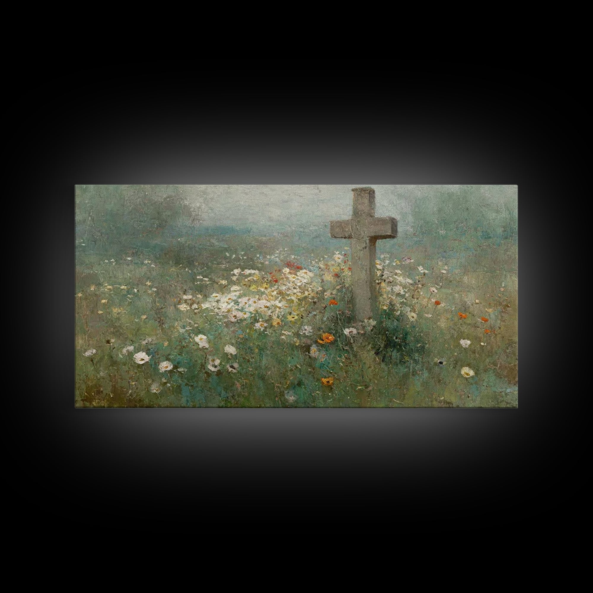 Field Of Redemption – Framed Canvas Print – Christian Art Print – Large Christian Painting – Christian Decor – Christian Wall Art – Unique