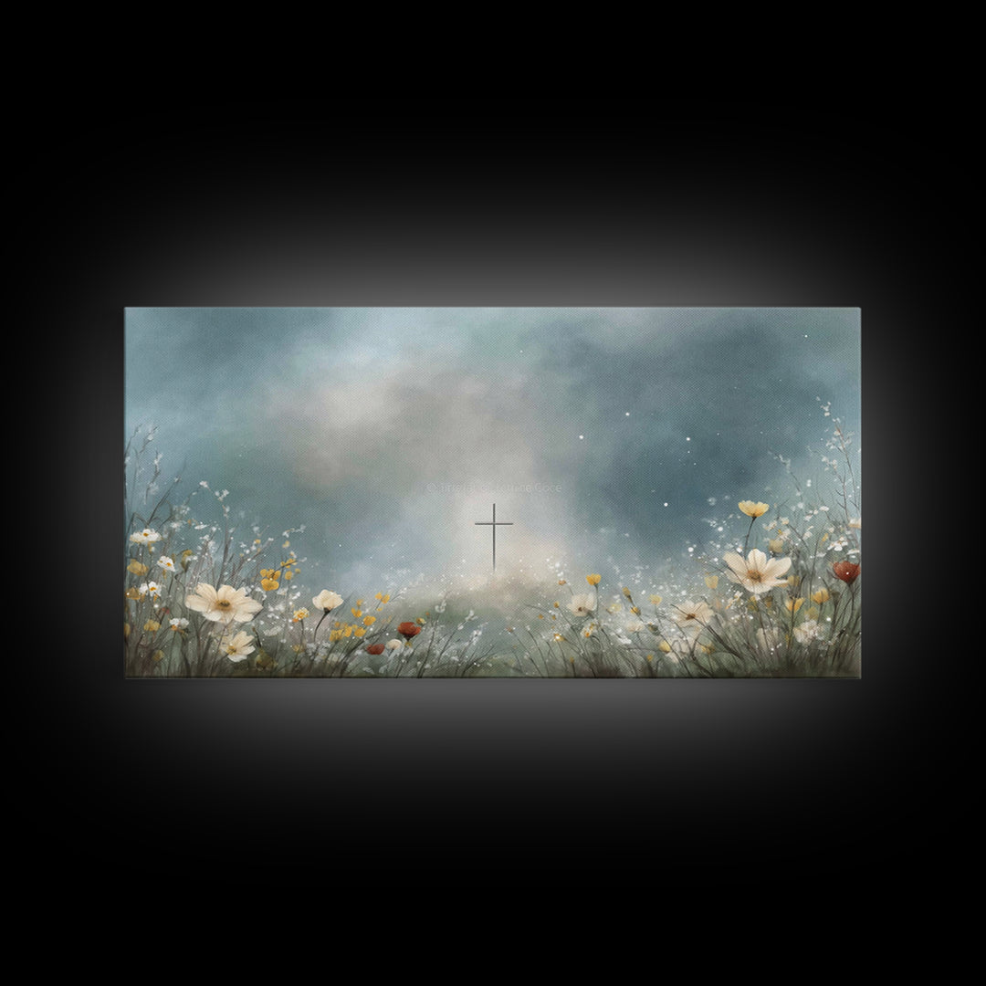 Heavenly Meadow – Framed Canvas Print – Christian Art – Jesus Painting – Christian Art Canvas – Subtle Christian Art – Christian Wall Art