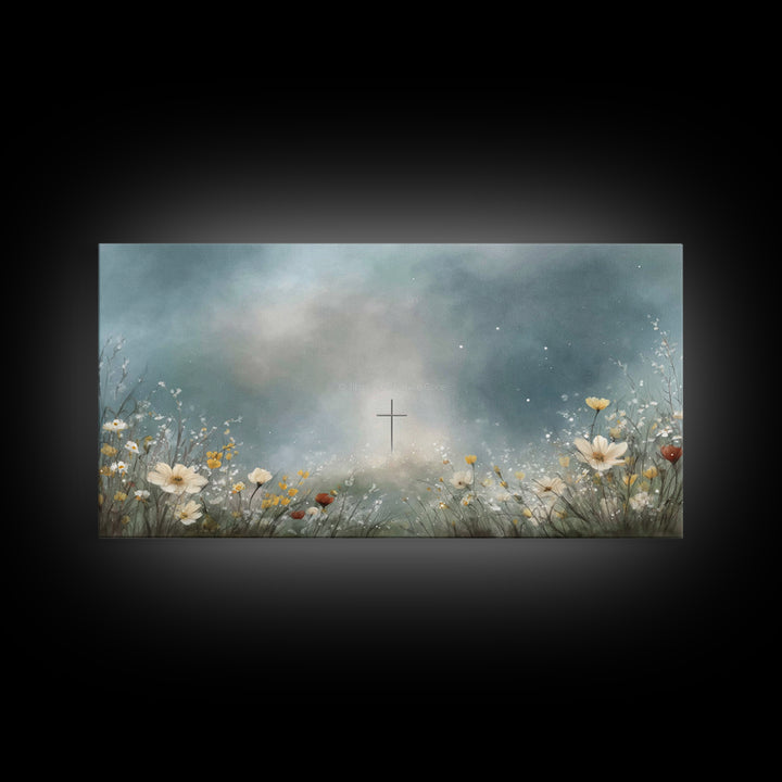Heavenly Meadow – Framed Canvas Print – Christian Art – Jesus Painting – Christian Art Canvas – Subtle Christian Art – Christian Wall Art