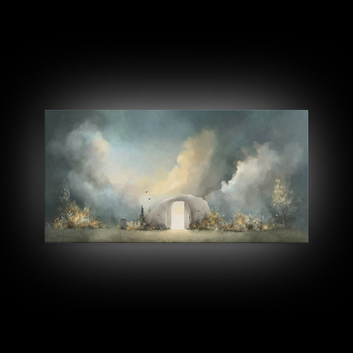 Empty Tomb Glory – Framed Canvas Print – Christian Art Canvas – Christian Wall Art – Christian Painting – Moody Christian Art – Christian D